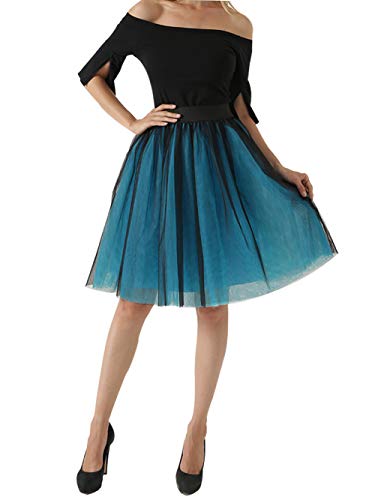 Aivtalk Festlich Partykleid Damen Tutu Kurz Rock Hohe Taille Petticoat Knielang Tüllrock für Karneval 1950er Vintage Ballett Unterrock One Size - Mehrfarbig 2 von Aivtalk