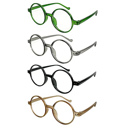 Aiweijia 4er-Pack Runde Lesebrille Anti-Blaulicht leichte Computerlesebrille für Damen und Herren Vintage-Brille mit rundem Rahmen Aiweijia 4er-Pack Runde Lesebrille Anti-Blaulicht leichte Computerlesebrille für Damen und Herren Vintage-Brille mit rundem Rahmen von Aiweijia