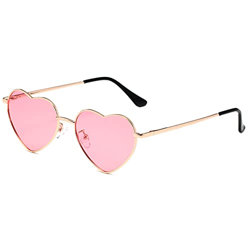 Aiweijia Herzförmig Sonnenbrille für Frauen Retro Metallrahmen Polarisiert Durchsichtig Bonbonfarbe Brille Liebe geformt Sonnenbrille von Aiweijia