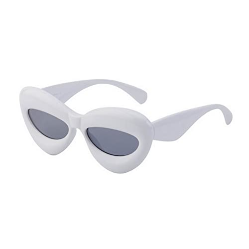 Aiweijia Männer Frauen Oval Extra Dicke Lippe Retro Holiday Party Y2K UV Resistant Sonnenbrille von Aiweijia