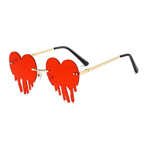 Aiweijia Retro Herz Schmelzen Tropfende Herz Brille für Damen UV400 Schutz Lustige Brille Party Halloween Glasses von Aiweijia