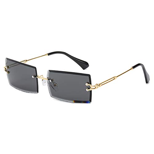 Aiweijia Vintage Randlose Sonnenbrille Rechteckige Randlose Sonnenbrille UV400 Schutz Sonnenbrille für Frauen Männer von Aiweijia