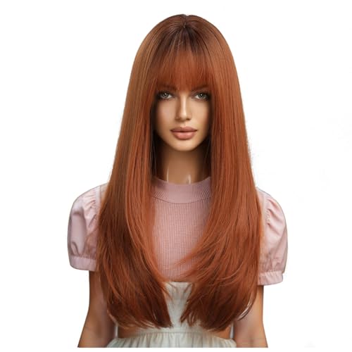 Aiwjeakh Lange Perücke mit für Frauen, Gerade, Orangefarbene Perücke, Geschichtete Synthetische, Hitzebeständige Chemiefaser-Perücken für, Alltag, Langlebig, Einfach zu Verwenden Aiwjeakh Lange Perücke mit für Frauen, Gerade, Orangefarbene Perücke, Geschichtete Synthetische, Hitzebeständige Chemiefaser-Perücken für, Alltag, Langlebig, Einfach zu Verwenden von Aiwjeakh