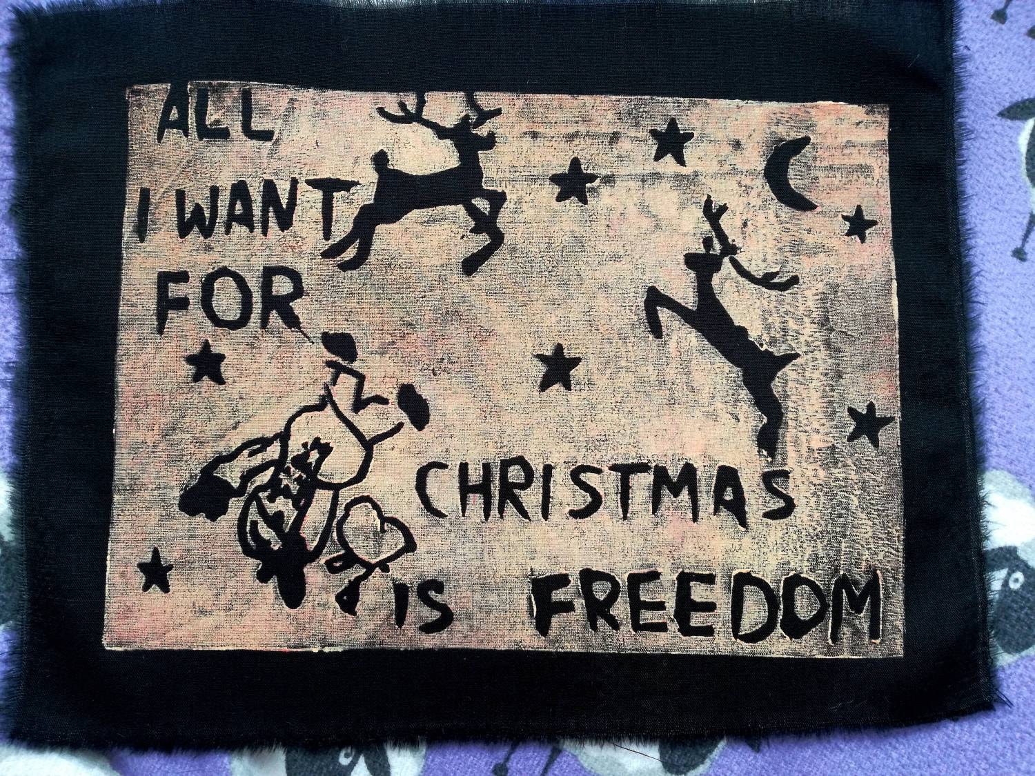 All I Want For Christmas Is Freedom Patch -Linoldruck von AiwsArt