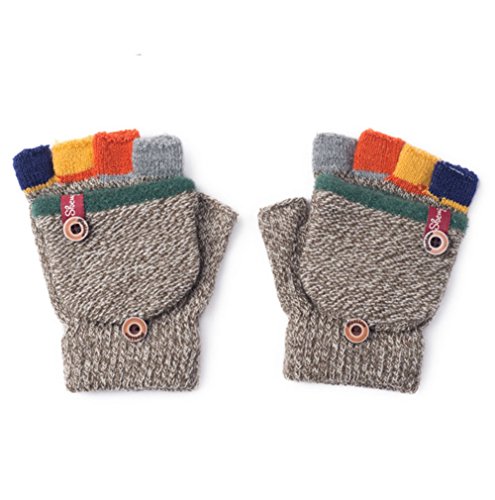 Aiyomimo Herbst und Winter Baby Warme Handschuhe Kind Gestrickte Fäustlinge,3-6 Jahre alt (Khaki) von Aiyomimo