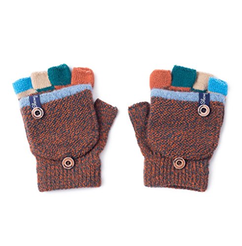 Aiyomimo Herbst und Winter Baby Warme Handschuhe Kind Gestrickte Fäustlinge,3-6 Jahre alt (Orange) von Aiyomimo