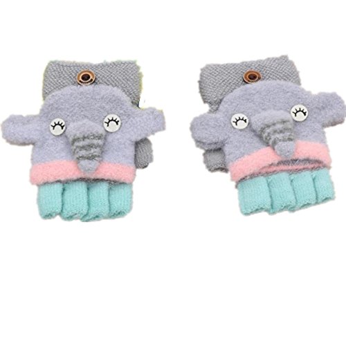 Herbst und Winter 2-4 Jahre alt Cartoon Warm Handschuhe Kind Half Finger Gestrickt Handschuhe (Grün) von Aiyomimo