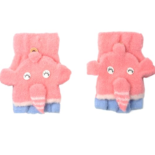Herbst und Winter 2-4 Jahre alt Cartoon Warm Handschuhe Kind Half Finger Gestrickt Handschuhe (Rot) von Aiyomimo