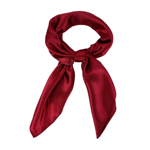 1 Stück Halstuch Damen Seidentuch 60 X 60 cm Silk Scarf Kopftuch Große Quadratische Schals Seidentuch Haare für Damen Elegant Seidentuchs Haartuch Halstuch Haarschmuck Taschentuch-Rot von Aiyorse