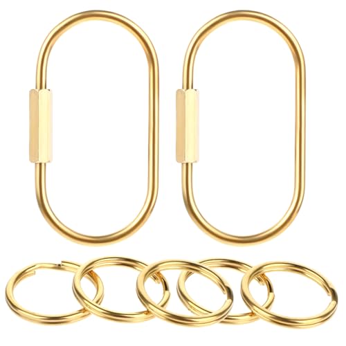 2 Stück Karabiner Gold Schlüsselanhänger Karabinerhaken Schlüsselanhänger mit 5 Schlüsselringe Gold Schlüsselringe für Autoschlüssel Schlüsselkette Rucksack Arts und Crafts Diy Handwerk Zubehör von Aiyorse