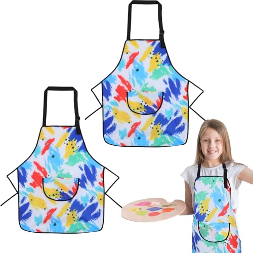2 Stück Kinderschürze Malkittel Schule Bastelschürze Malkittel Kinder Zeichenkittel Kunstkitter Kids Painting Apron Malschürze 6-10 Jahre Wasserdicht Malkittel Bastelschürze für Kunst/Schule/Kochen von Aiyorse