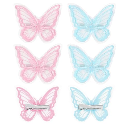 6 Stück Schmetterling Haarclips Haarspangen Spitzenstickerei Schmetterling Kinder Haar Clips 3D Schmetterling Haarspange Haarschmuck Mädchen Kopfschmuck für Braut Hochzeit Accessoire-A von Aiyorse