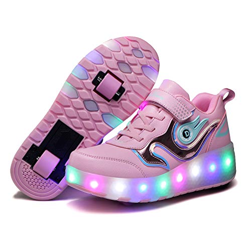 Aizeroth USB Aufladen 7 Farbwechsel LED Blinkend Schuhe Mit Doppelt Rollen Automatisch Räder Rochen Skateboardschuhe Outdoor Fitnessschuhe Gymnastik Laufschuhe Sneakers für Jungen Mädchen Geschenk von Aizeroth