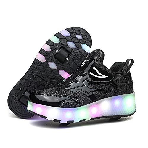 Aizeroth USB Aufladen 7 Farbwechsel LED Blinkend Schuhe Mit Doppelt Rollen Automatisch Räder Rochen Skateboardschuhe Outdoor Fitnessschuhe Gymnastik Laufschuhe Sneakers für Jungen Mädchen Geschenk von Aizeroth