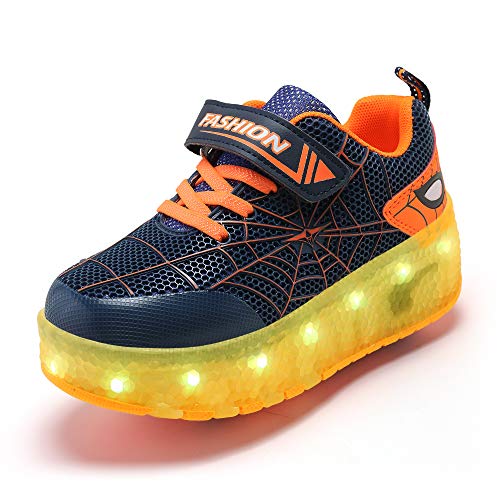 Aizeroth USB Aufladen 7 Farbwechsel LED Blinkend Schuhe Mit Doppelt Rollen Automatisch Räder Rochen Skateboardschuhe Outdoor Fitnessschuhe Gymnastik Sneakers für Jungen Mädchen Schön Geschenk von Aizeroth