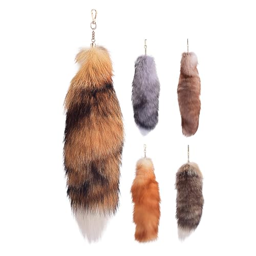 Aizuoni 40cm Kunstfaser Tail, Fuchsschwanz, Fuchs Schwanz, Tail Black, Tierschwanz-Schlüsselanhänger, Schlüsselanhänger Für Pelzschwänze, Pelziger 15-Zoll-Schlüsselanhänger Mit Schwanz von Aizuoni