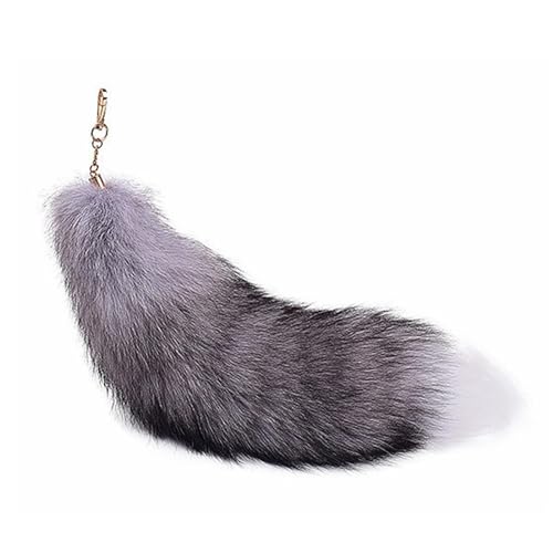 Aizuoni 40cm Kunstfaser Tail, Fuchsschwanz, Fuchs Schwanz, Tail Black, Tierschwanz-Schlüsselanhänger, Schlüsselanhänger Für Pelzschwänze, Pelziger 15-Zoll-Schlüsselanhänger Mit Schwanz von Aizuoni