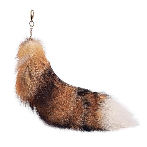 Aizuoni 40cm Kunstfaser Tail, Fuchsschwanz, Fuchs Schwanz, Tail Black, Tierschwanz-Schlüsselanhänger, Schlüsselanhänger Für Pelzschwänze, Pelziger 15-Zoll-Schlüsselanhänger Mit Schwanz von Aizuoni