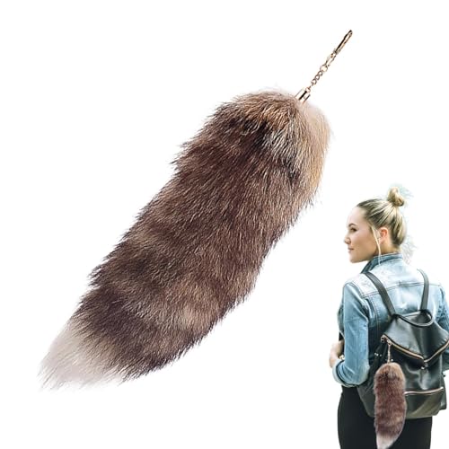 Aizuoni 40cm Kunstfaser Tail, Fuchsschwanz, Fuchs Schwanz, Tail Black, Tierschwanz-Schlüsselanhänger, Schlüsselanhänger Für Pelzschwänze, Pelziger 15-Zoll-Schlüsselanhänger Mit Schwanz von Aizuoni