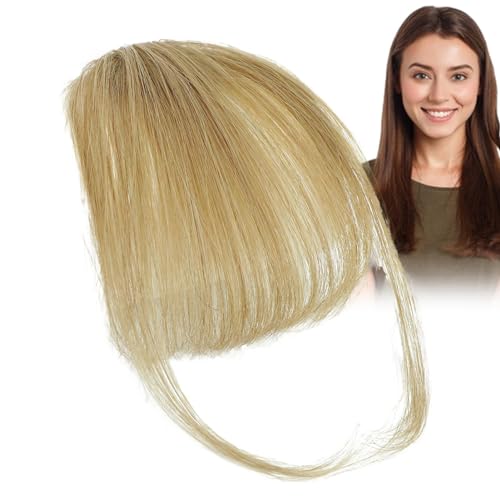 Aizuoni Clip-in-Pony-Echthaar, Bang-Clip-in-Echthaar - Französische Pony-Clip-on-Haar-Pony-Erweiterungen,Naturfarbene Fransen-Haarteile, stilvolle Haarverlängerung mit ordentlichem Pony für Mädchen von Aizuoni