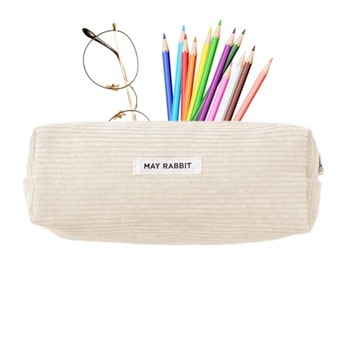 Aizuoni Cord-Bleistiftbeutel, Beige Federmäppchen, Ästhetisches Federmäppchen Für Schulbedarf,Aufbewahrungskoffer Für Den Arbeitsplatz, Schule, Cord-Make-up-Tasche, Kosmetiktasche Für Studenten Aizuoni Cord-Bleistiftbeutel, Beige Federmäppchen, Ästhetisches Federmäppchen Für Schulbedarf,Aufbewahrungskoffer Für Den Arbeitsplatz, Schule, Cord-Make-up-Tasche, Kosmetiktasche Für Studenten von Aizuoni