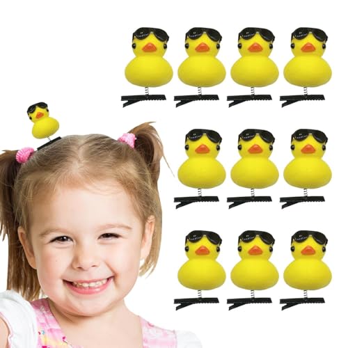 Aizuoni Haarnadel in Entenform, Enten-Plüsch-Haarnadel,Ente Plüsch Haarspangen Haarnadelnadeln - 10 Stück gelbe Enten-Design-Plüsch-Haarnadel-Kollektion für Kinder, Frauen, Mädchen von Aizuoni