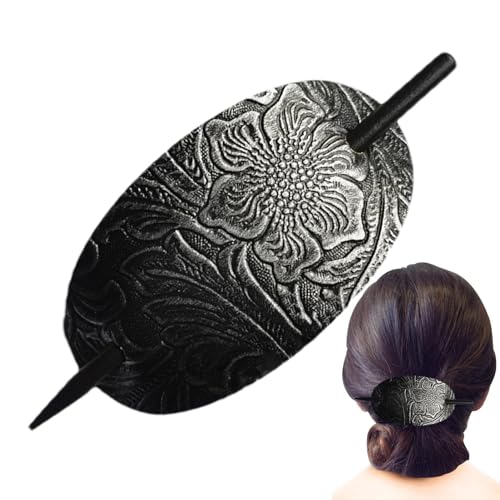 Aizuoni Haarspange Aus Leder Mit Stab, Kunstleder Haarspange Haargummi | Leder Und Stick Hair Slide Haarnadeln Pferdeschwanzhalter Haarschmuck Für Frauen Mädchen von Aizuoni