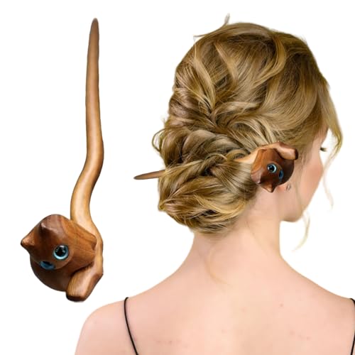 Aizuoni Haarstäbchen aus Holz, Haarstäbchen für Frauen - Chinesische Essstäbchen-Haargabel-Haar-Accessoires,Vintage Haarspange, Haargabel, handgefertigt, Chignon-Maker für Frauen, langes Haar von Aizuoni