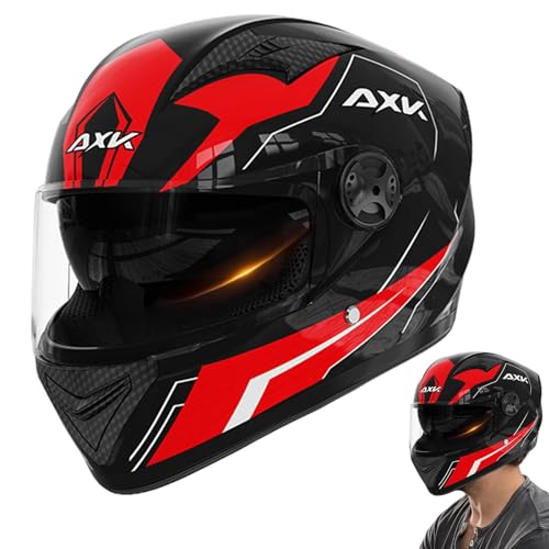 Aizuoni Motorradhelm Integralhelm, Motorrad Kopfbedeckung Mit Doppelvisier, Roller Motorrad Helme Für Herren & Damen, Vollgesichts-Doppelvisier-Motorrad-Kopfbedeckung, Fahrradmütze Für Erwachsene von Aizuoni