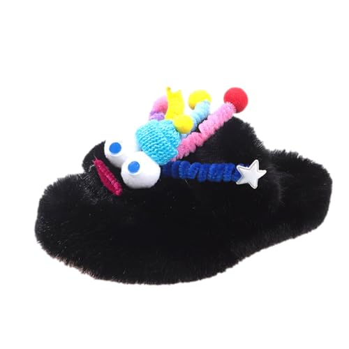 Aizuoni Süße warme Hausschuhe - Niedliche bunte Big Eye Doll Design Plüsch Fuzzy Flurry Winter Hausschuhe | Niedliche, rutschfeste Plüsch-Hausschuhe für den Innen- und Außenbereich von Aizuoni