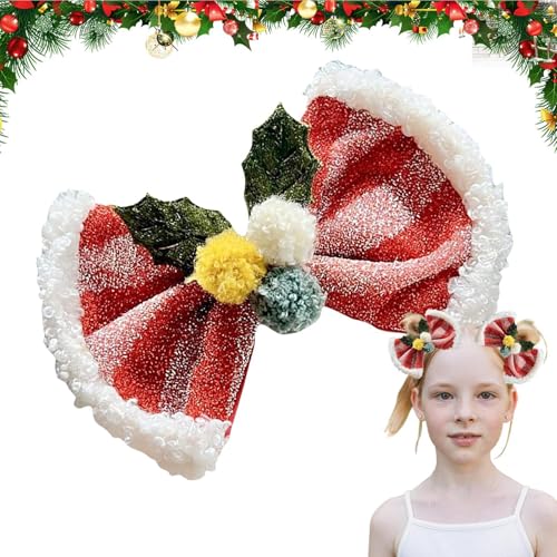 Aizuoni Weihnachts-Haarschleifen, Weihnachtsschleifen für Mädchen | Wunderschöne Schleifenklammern | Niedliche Haarschleifenklammer, rote Haarschleifenklammern für Weihnachtsfeiern, Mottopartys, von Aizuoni