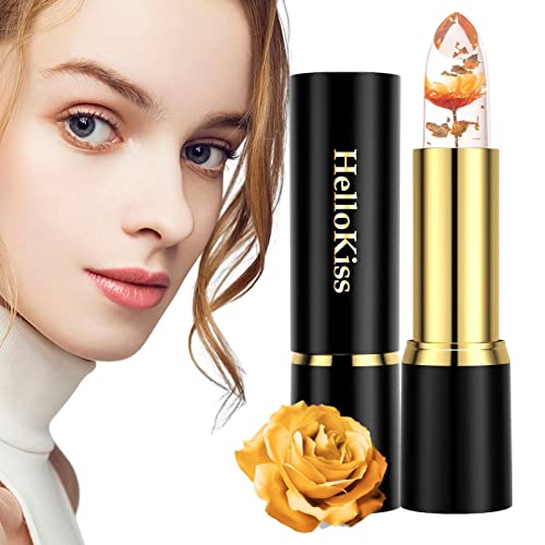 Blumengelee-Lippenstift - Temperature Lipgloss Langanhaltender feuchtigkeitsspendender Lippenstift, getönter Gelee-Balsam für Mädchen und Frauen, Geburtstag, Weihnachten, Feiertage von Aizuoni