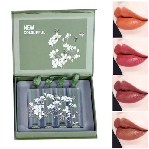 Damen Retro-Lippenstifte - Set mit 4 universellen Lippenflecken mit hoher Pigmentierung - Flüssige Lippenstifte für Frauen für Dates, Zusammenkünfte, Zuhause, Arbeiten, Reisen, Partys Aizuoni von Aizuoni