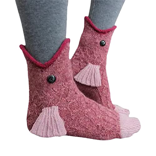 Fischsocken Gestrickte Tierkrokodilsocken Trendige Strickmuster Skurrile, Hai Krokodilform Socken Bettsocken Anti-Rutsch-Strickpullover Haushalt Socken von Aizuoni