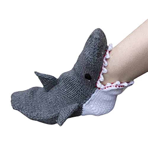 Fischsocken Gestrickte Tierkrokodilsocken Trendige Strickmuster Skurrile, Hai Krokodilform Socken Bettsocken Anti-Rutsch-Strickpullover Haushalt Socken von Aizuoni