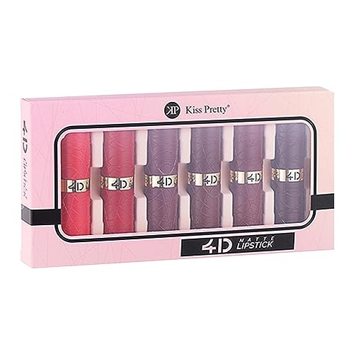 Matter Lippenstift für Frauen,6PCS Matter Lipgloss | Langlebiger, wasserfester Lippenstift mit Antihaftbeschichtung, verblasst nicht, hochpigmentiertes Make-up-Geschenkset Aizuoni von Aizuoni