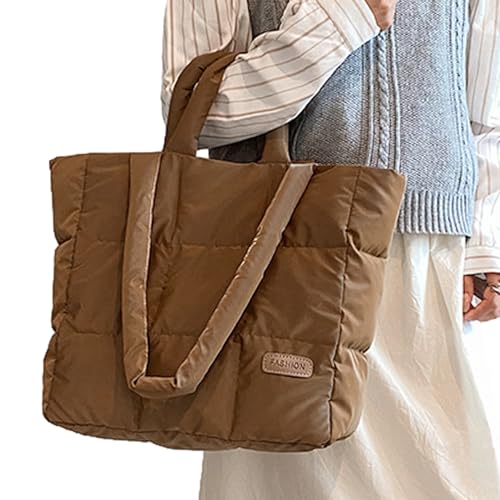 Puffer-Einkaufstasche Für Damen | Gesteppte Tragetasche Mit Weich Gepolstertem Daunen- Reißverschluss Gesteppte Tasche Stepptasche Gross Umhängetasche Hobo Bag Handtasche Damen Groß Schultertasche von Aizuoni
