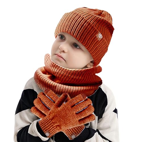 Set Aus Mütze Und Handschuhen Für Kinder - Set Aus Mütze, Schal Und Handschuhen Für Kaltes Wetter | Kindermütze Strickmütze Kinder Mütze Schal Set Mütze Jungen Warme von Aizuoni