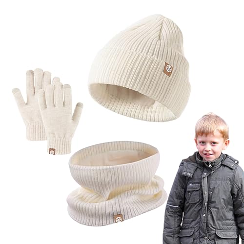 Set Aus Mütze Und Handschuhen Für Kinder - Set Aus Mütze, Schal Und Handschuhen Für Kaltes Wetter | Kindermütze Strickmütze Kinder Mütze Schal Set Mütze Jungen Warme von Aizuoni