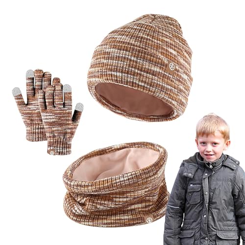 Set Aus Mütze Und Handschuhen Für Kinder - Set Aus Mütze, Schal Und Handschuhen Für Kaltes Wetter | Kindermütze Strickmütze Kinder Mütze Schal Set Mütze Jungen Warme von Aizuoni