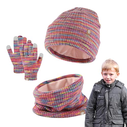 Set Aus Mütze Und Handschuhen Für Kinder - Set Aus Mütze, Schal Und Handschuhen Für Kaltes Wetter | Kindermütze Strickmütze Kinder Mütze Schal Set Mütze Jungen Warme von Aizuoni