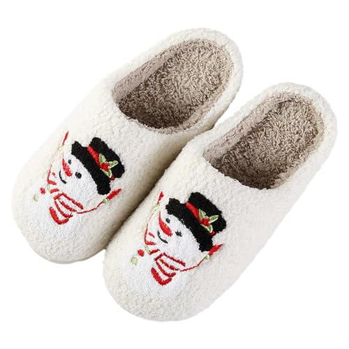 Weihnachtshausschuhe - Fuzzy Slipper Damen Cartoon Indoor Warme Hausschuhe - Warme Hausschuhe für den Innenbereich mit Cartoon-Motiv für Damen, niedliche, flauschige Hausschuhe Aizuoni von Aizuoni