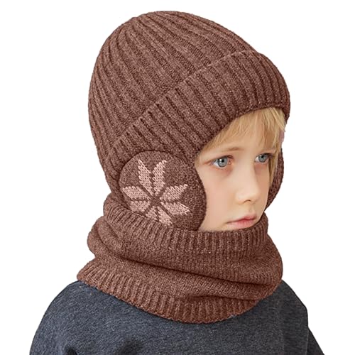 Winterschal Für Kinder | Gestrickte Warme Mütze Und Winter-Winterschal Warme Beanie Kinder Strickmütze Beanie Mütze Für Kinder Jungen Mädchen von Aizuoni