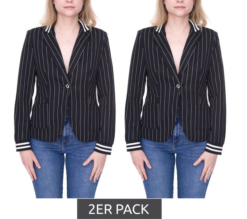2er Pack AjC Blazer Damen Business-Jacke mit Ein-Knopf-Verschluss Blazer Anzug-Jacke 36873246 Schwarz von AjC