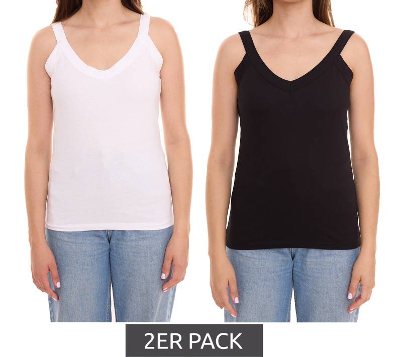 2er Pack AjC Sommer-Tops luftige Damen Freizeit-Shirts in zwei Farben Schwarz/Weiß von AjC