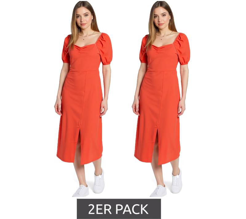 2er Sparpack AJC Damen Midi-Kleid leichtes Baumwoll-Kleid mit Puffärmeln Sommer-Kleid 47018232 Rot 2er Sparpack AJC Damen Midi-Kleid leichtes Baumwoll-Kleid mit Puffärmeln Sommer-Kleid 47018232 Rot von AjC