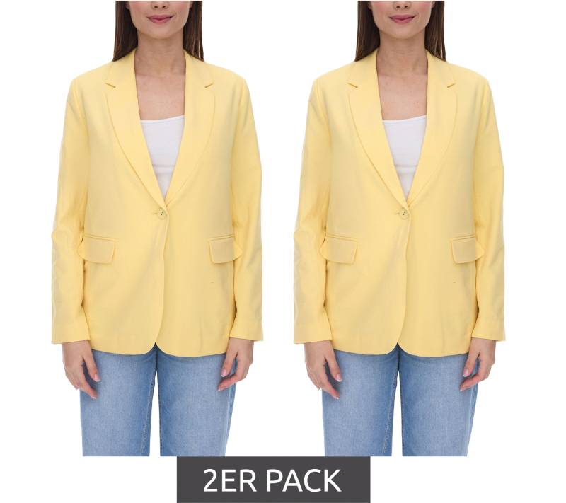 2er Sparpack AjC Damen Blazer hüftlanger Boyfriend-Blazer mit Innenfutter und Ein-Knopf-Verschluss 53438757 Gelb von AjC