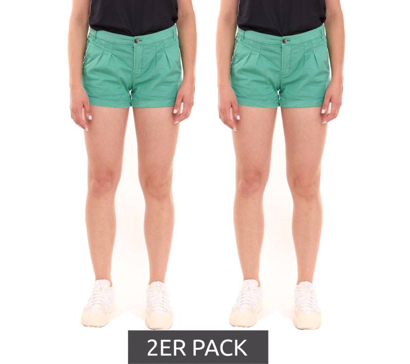 2er Sparpack AjC Damen Hot-Pants mit Bügelfalten Chino-Shorts mit fixiertem Umschlag Sommer-Shorts 83031904 Grün von AjC