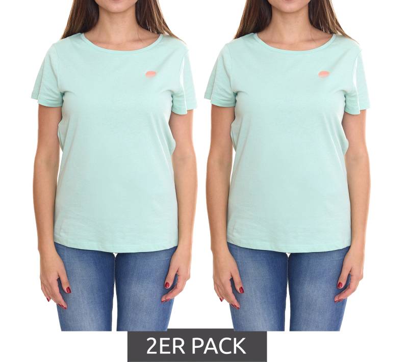 2er Sparpack AjC Damen T-Shirt mit Vista Al Mar Rücken-Print kurzärmliges Sommer-Shirt 35732517 Mint-Grün von AjC