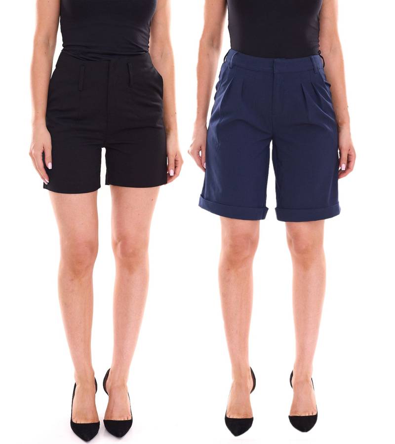 AJC Damen Sommer-Shorts kurze Anzug-Hose Alltags-Bermuda in Schwarz oder Navy von AjC
